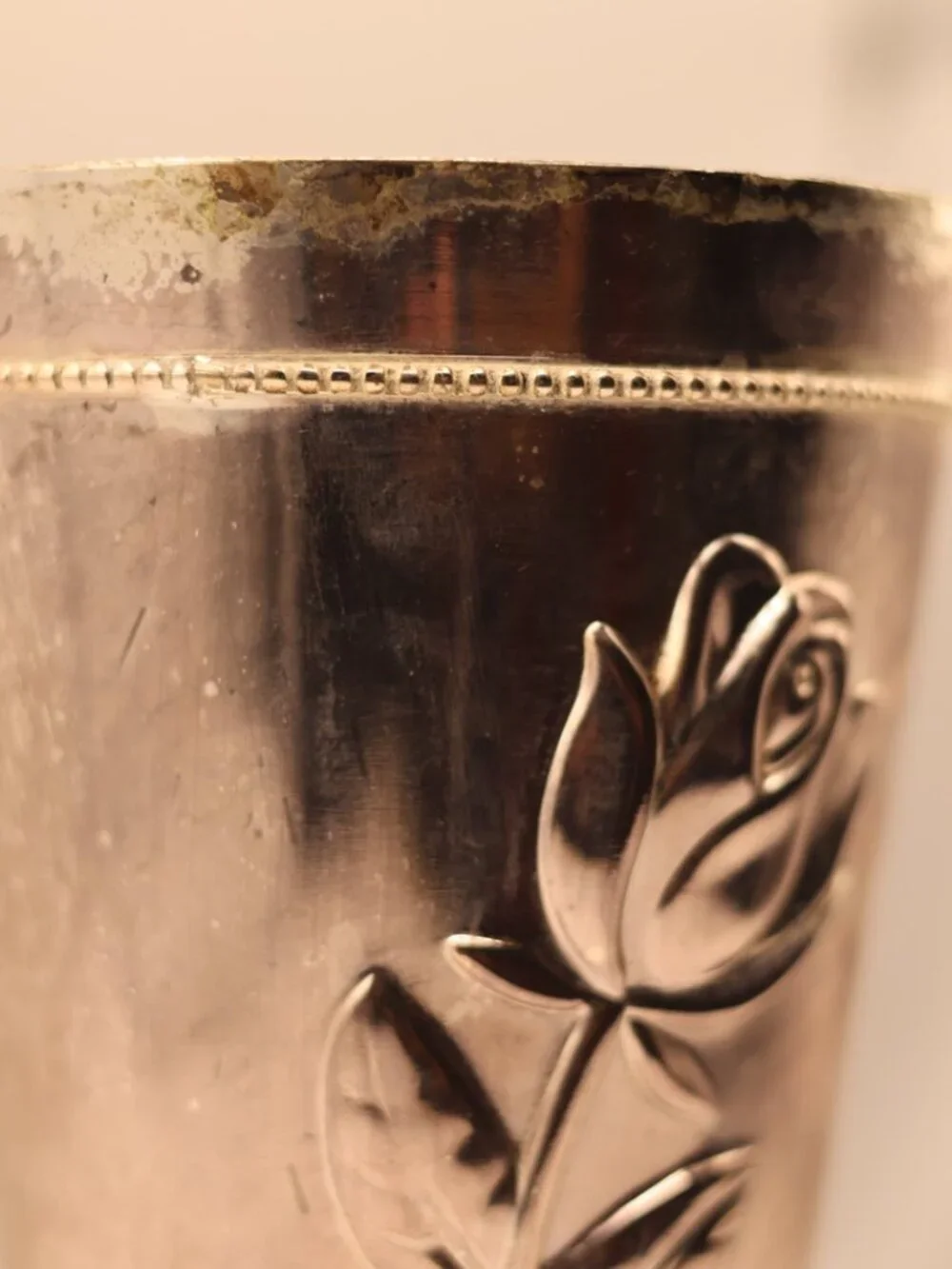 Vintage Silver Plated Rose Motif Vase / Footed Mint Julep Cup Planter